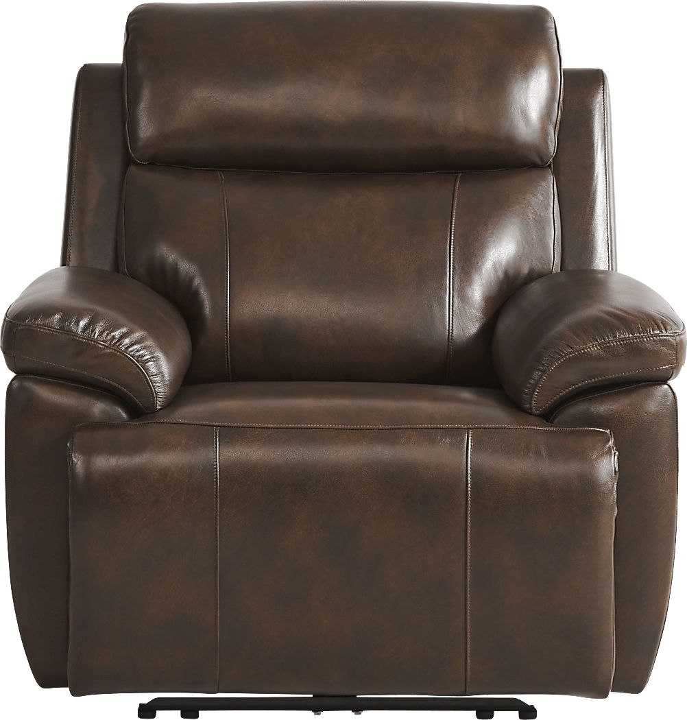 Rooms To Go Barolo Brown Leather Triple Power Recliner